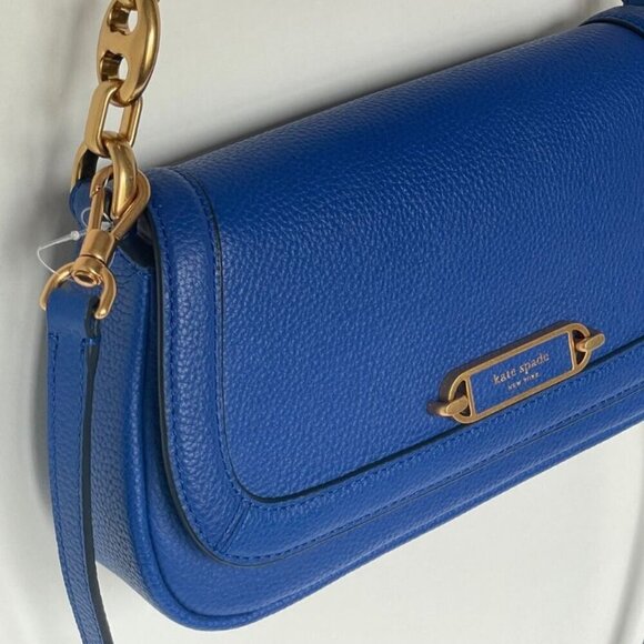 Kate Spade Gramercy Small Flap Shoulder Bag Blueberry Leather Crossbody Chain - Picture 7 of 16